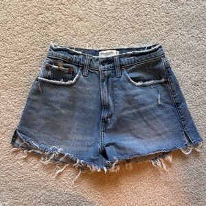 Abercrombie & Fitch Blue Frayed Jean Shorts
